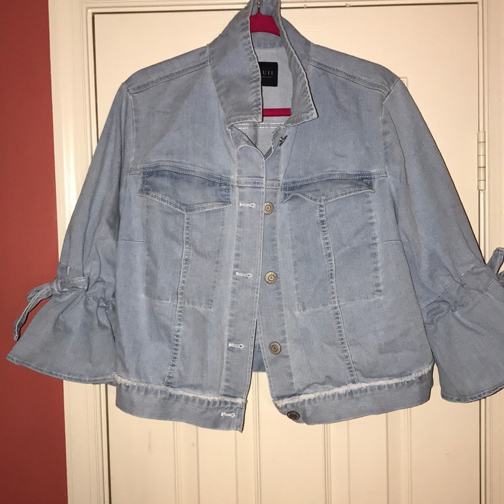 Eloquii bow detail denim cropped jacket